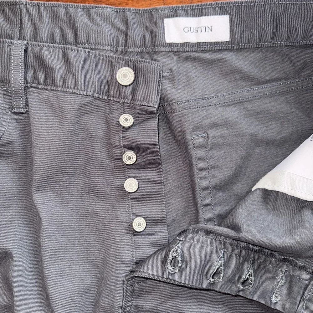 Gustin Caual Pants Button Fly 5 Pocket Size 40  Gray Straight Leg Made USA - Picture 7 of 10